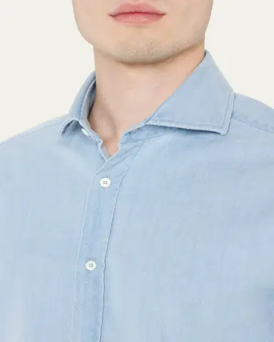 Brunello Cucinelli Men's Denim Sport Shirt | Thumbnail 5
