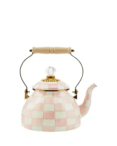 MacKenzie-Childs Rosy Check Enamel Tea Kettle, 2 Quarts | Thumbnail 1 MacKenzie-Childs Rosy Check Enamel Tea Kettle, 2 Quarts | Thumbnail 1