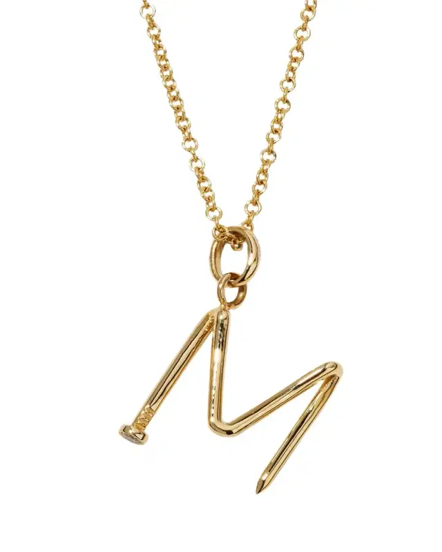 Zoe Lev Jewelry 14K Gold Small Nail Initial Necklace
