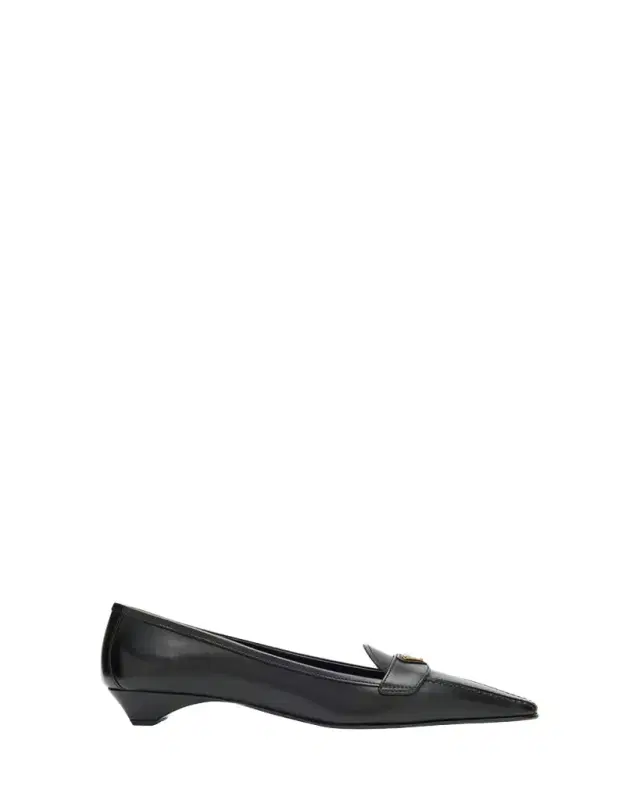 Leather Triangle Logo Pointed-Toe Pumps