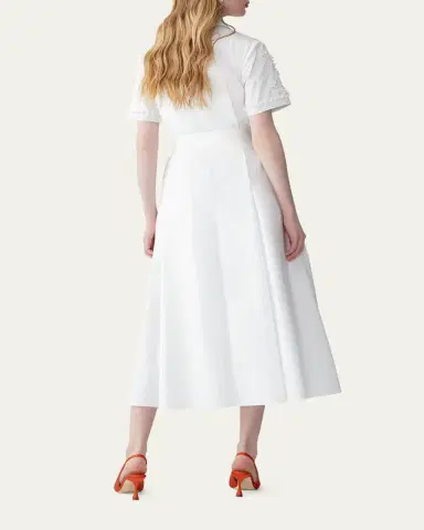 Carolina Herrera Grecian Embroidered Short-Sleeve Midi Shirtdress With Belt | Thumbnail 3 Carolina Herrera Grecian Embroidered Short-Sleeve Midi Shirtdress With Belt | Thumbnail 3