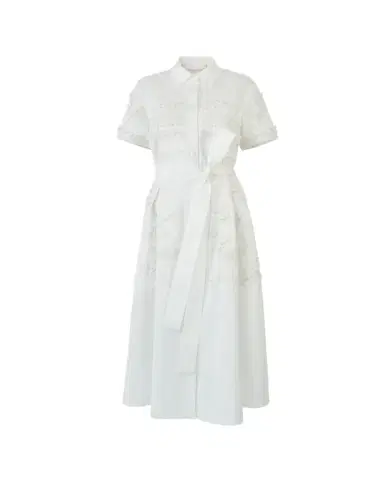 Carolina Herrera Grecian Embroidered Short-Sleeve Midi Shirtdress With Belt | Thumbnail 1 Carolina Herrera Grecian Embroidered Short-Sleeve Midi Shirtdress With Belt | Thumbnail 1