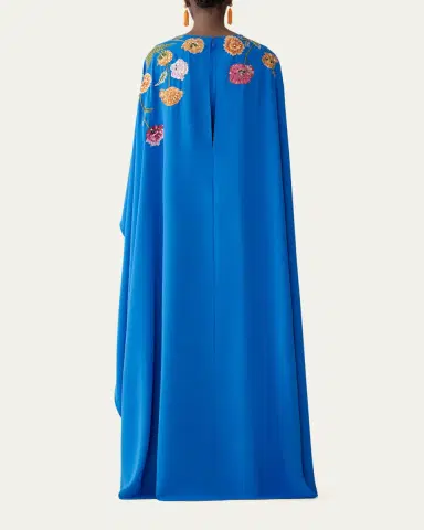 Carolina Herrera Floral Embroidered Cape Caftan Gown | Thumbnail 3