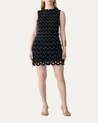 Carolina Herrera Embellished Crochet Knit Sleeveless Mini Dress | Thumbnail 2