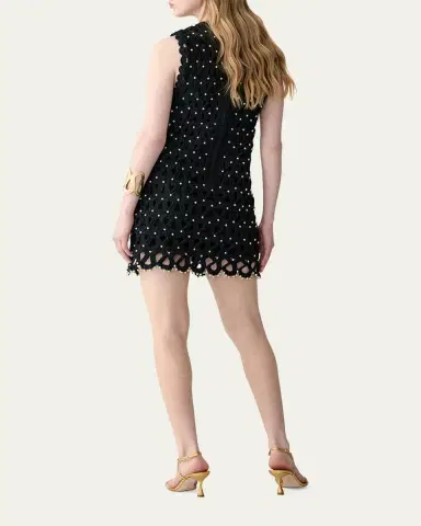 Carolina Herrera Embellished Crochet Knit Sleeveless Mini Dress | Thumbnail 3