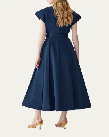 Carolina Herrera Double-Breasted Cap-Sleeve Belted Midi Dress | Thumbnail 3 Carolina Herrera Double-Breasted Cap-Sleeve Belted Midi Dress | Thumbnail 3