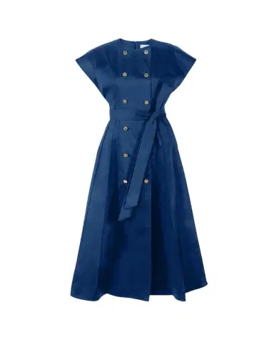 Carolina Herrera Double-Breasted Cap-Sleeve Belted Midi Dress | Thumbnail 1 Carolina Herrera Double-Breasted Cap-Sleeve Belted Midi Dress | Thumbnail 1