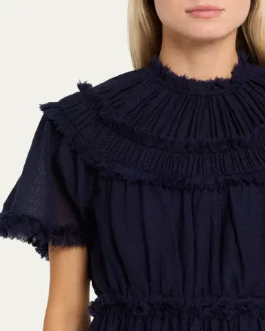 Ulla Johnson Ayan Gathered Yoked Short-Sleeve Midi Dress | Thumbnail 5 Ulla Johnson Ayan Gathered Yoked Short-Sleeve Midi Dress | Thumbnail 5