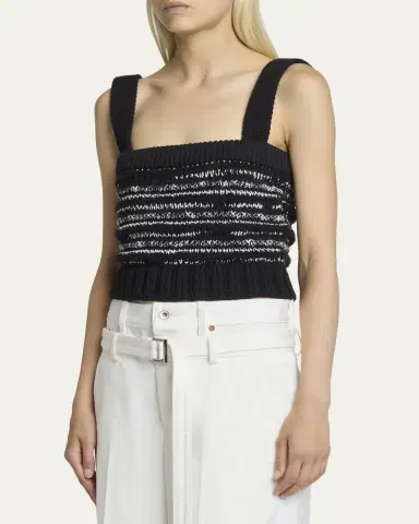 sacai Melange Knit Crop Tank Top | Thumbnail 4 sacai Melange Knit Crop Tank Top | Thumbnail 4