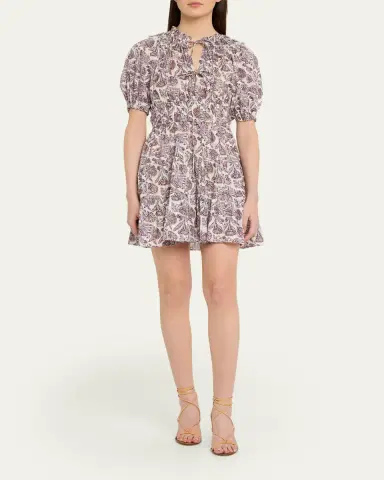 Ulla Johnson Soffia Printed Puff-Sleeve Mini Dress | Thumbnail 2 Ulla Johnson Soffia Printed Puff-Sleeve Mini Dress | Thumbnail 2
