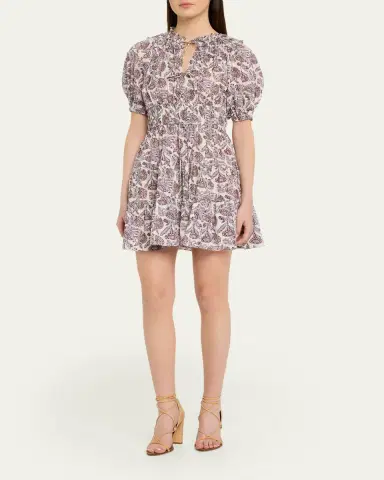 Ulla Johnson Soffia Printed Puff-Sleeve Mini Dress | Thumbnail 4 Ulla Johnson Soffia Printed Puff-Sleeve Mini Dress | Thumbnail 4