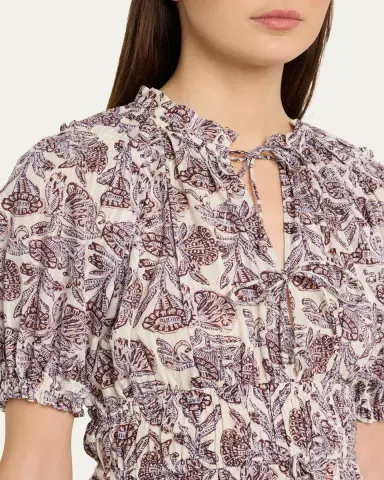 Ulla Johnson Soffia Printed Puff-Sleeve Mini Dress | Thumbnail 5 Ulla Johnson Soffia Printed Puff-Sleeve Mini Dress | Thumbnail 5