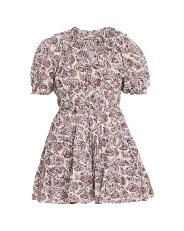 Soffia Printed Puff-Sleeve Mini Dress