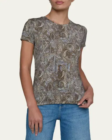 L'Agence Ressi Short-Sleeve Paisley Tee | Thumbnail 4