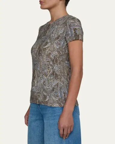 L'Agence Ressi Short-Sleeve Paisley Tee | Thumbnail 5