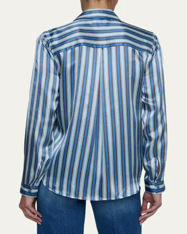 L'AGENCE Tyler Striped Silk Button-Front Blouse | Thumbnail 3 L'AGENCE Tyler Striped Silk Button-Front Blouse | Thumbnail 3