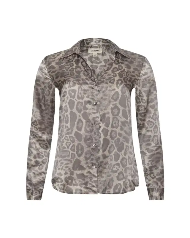 L'AGENCE Leopard Tyler Silk Blouse