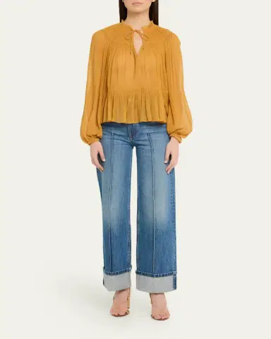 Ulla Johnson Leandra Pleated Silk Chiffon Blouse | Thumbnail 2 Ulla Johnson Leandra Pleated Silk Chiffon Blouse | Thumbnail 2