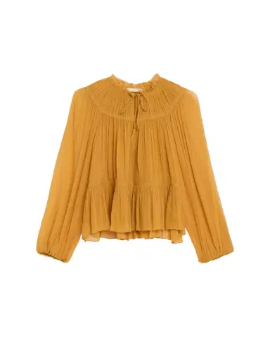 Ulla Johnson Leandra Pleated Silk Chiffon Blouse | Thumbnail 1 Ulla Johnson Leandra Pleated Silk Chiffon Blouse | Thumbnail 1