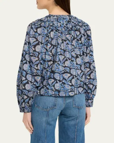 Ulla Johnson Florelle Printed Long-Sleeve Blouse | Thumbnail 3
