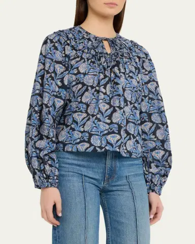 Ulla Johnson Florelle Printed Long-Sleeve Blouse | Thumbnail 4