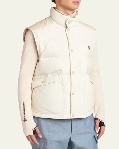 Moncler Grenoble Men's Suede Yoke Padded Vest | Thumbnail 4 Moncler Grenoble Men's Suede Yoke Padded Vest | Thumbnail 4