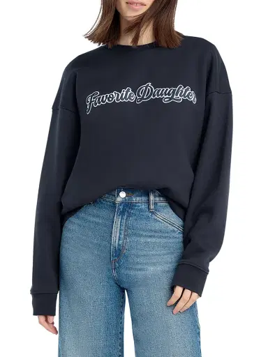 Favorite Daughter Women's The Varsity Logo-Embroidered Sweatshirt - Navy White - Size Small | Thumbnail 3 Favorite Daughter Women's The Varsity Logo-Embroidered Sweatshirt - Navy White - Size Small | Thumbnail 3