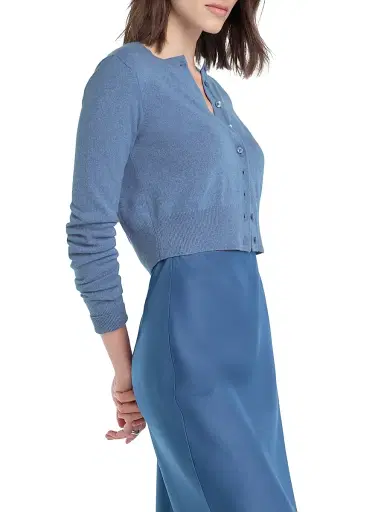 Favorite Daughter Women's Rebecca Cashmere Crop Cardigan - River Blue - Size Large | Thumbnail 3 Favorite Daughter Women's Rebecca Cashmere Crop Cardigan - River Blue - Size Large | Thumbnail 3