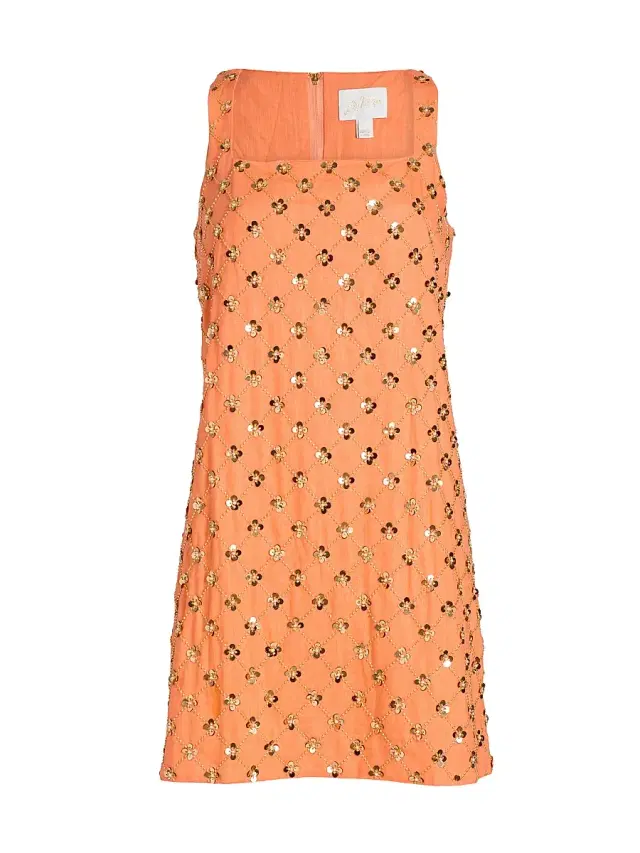 Lilly Pulitzer Women's Tamala Embellished Shift Dress - Papaya Beaded Sequin