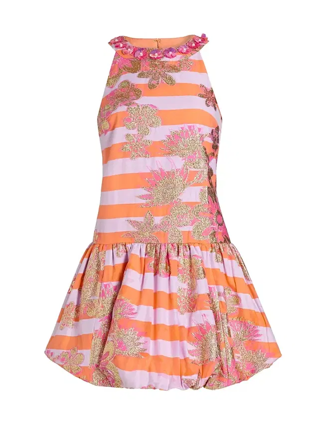 Lilly Pulitzer Women's Ashlynn Stripe Jacquard Minidress - Papaya Metallic Floral