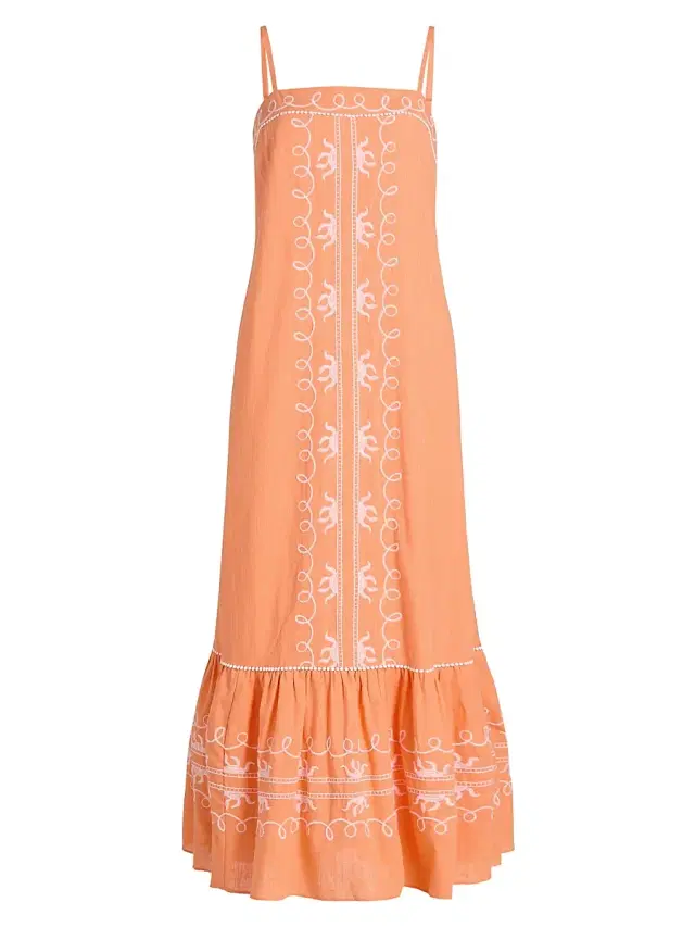 Lilly Pulitzer Women's Rozalie Embroiderd Cotton Maxi Dress - Papaya Frond Fantasy
