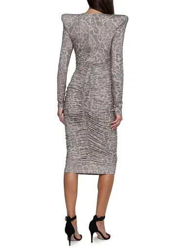 L'Agence Women's Paityn Leopard Print Ruched Sheath Dress | Thumbnail 4 L'Agence Women's Paityn Leopard Print Ruched Sheath Dress | Thumbnail 4