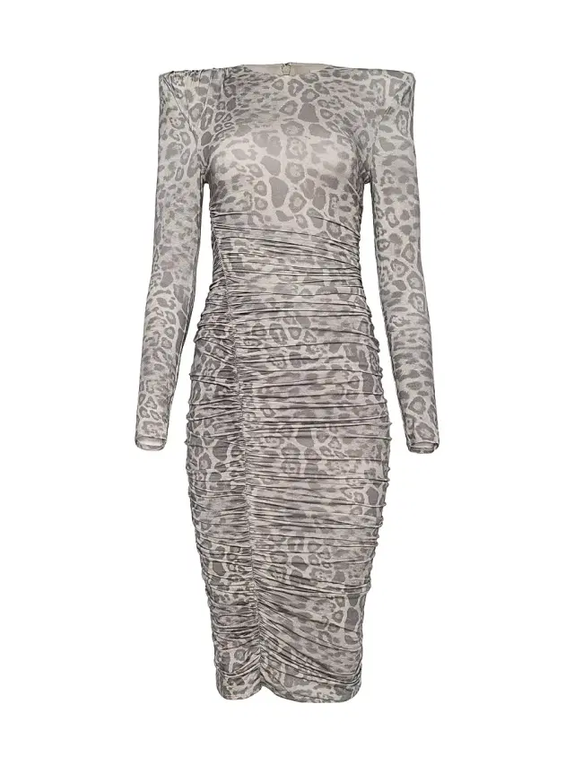 Women's Paityn Leopard Print Ruched Sheath Dress - Grey Multi Patch Leopard