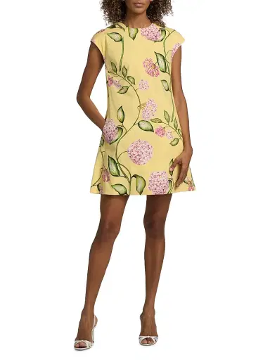 Oscar de la Renta Women's Porcelain Flowers Cotton Day Dress - Pink Butter | Thumbnail 2 Oscar de la Renta Women's Porcelain Flowers Cotton Day Dress - Pink Butter | Thumbnail 2