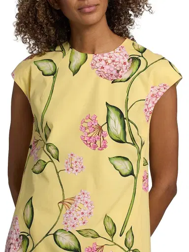 Oscar de la Renta Women's Porcelain Flowers Cotton Day Dress - Pink Butter | Thumbnail 6 Oscar de la Renta Women's Porcelain Flowers Cotton Day Dress - Pink Butter | Thumbnail 6