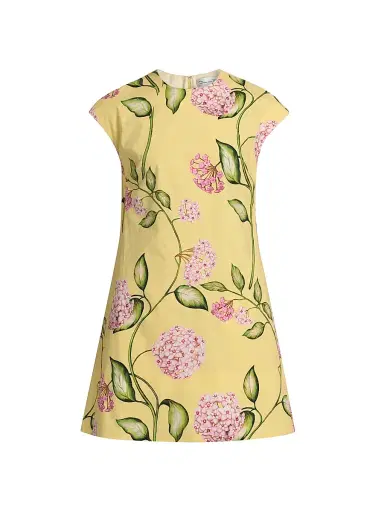 Oscar de la Renta Women's Porcelain Flowers Cotton Day Dress - Pink Butter | Thumbnail 1 Oscar de la Renta Women's Porcelain Flowers Cotton Day Dress - Pink Butter | Thumbnail 1