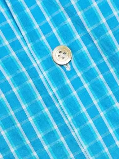 Kiton Men's Plaid Cotton Shirt - Turquoise - Size 17 | Thumbnail 7