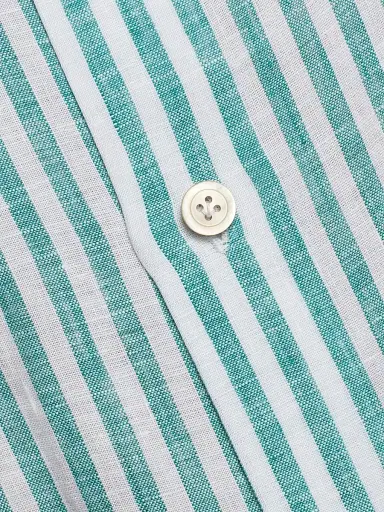 Kiton Men's Bengal Striped Linen Button-Front Shirt - Green - Size 15.5 | Thumbnail 7