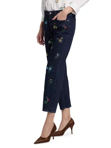 Libertine Women's Joy And Mirth Floral-Embroidered Boyfriend Jeans - Indigo - Size XL | Thumbnail 4