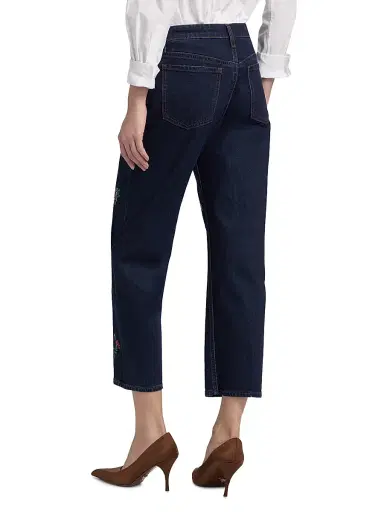 Libertine Women's Joy And Mirth Floral-Embroidered Boyfriend Jeans - Indigo - Size XL | Thumbnail 5
