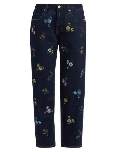 Libertine Women's Joy And Mirth Floral-Embroidered Boyfriend Jeans - Indigo - Size XL | Thumbnail 1