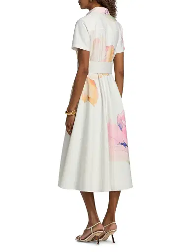 Toccin Women's Jean Short-Sleeve Shirtdress - Watercolor Floral | Thumbnail 5 Toccin Women's Jean Short-Sleeve Shirtdress - Watercolor Floral | Thumbnail 5