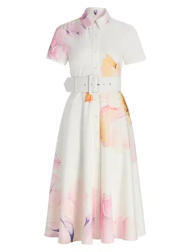 Toccin Women's Jean Short-Sleeve Shirtdress - Watercolor Floral | Thumbnail 1 Toccin Women's Jean Short-Sleeve Shirtdress - Watercolor Floral | Thumbnail 1