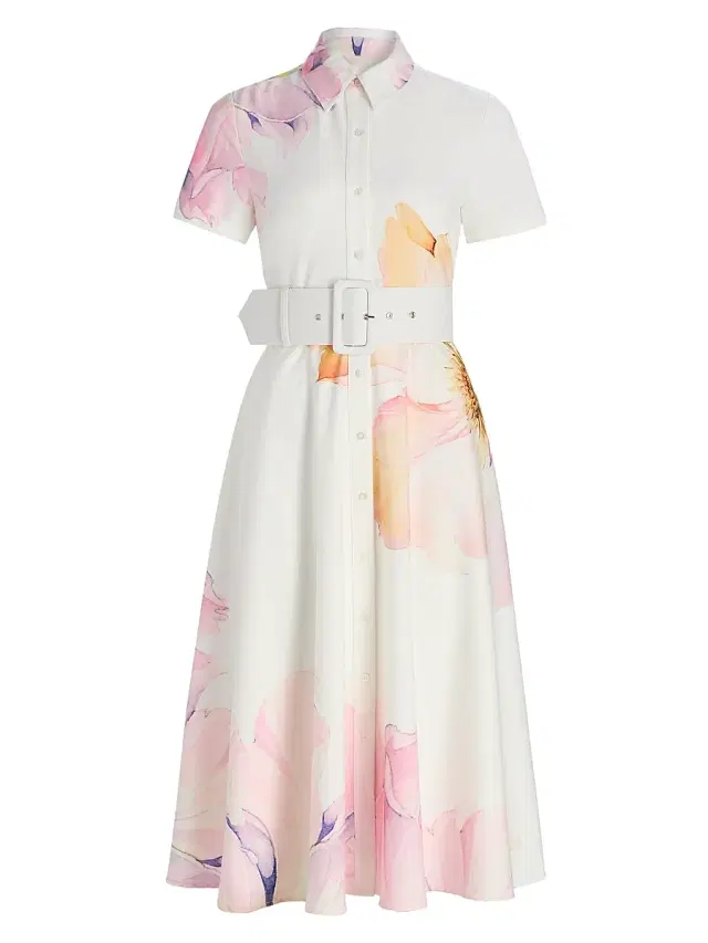 Toccin Women's Jean Short-Sleeve Shirtdress - Watercolor Floral