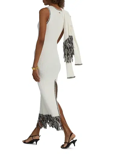 Toccin Women's Ashtin V-Neck Fringe Midi-Dress - Optic Jet | Thumbnail 5