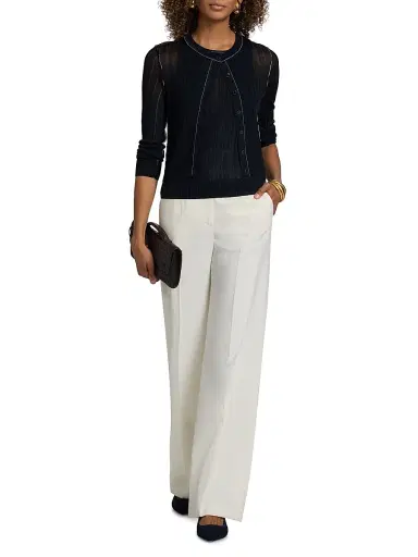 Toccin Women's Crosby Cropped Cardigan - Navy Optic | Thumbnail 2