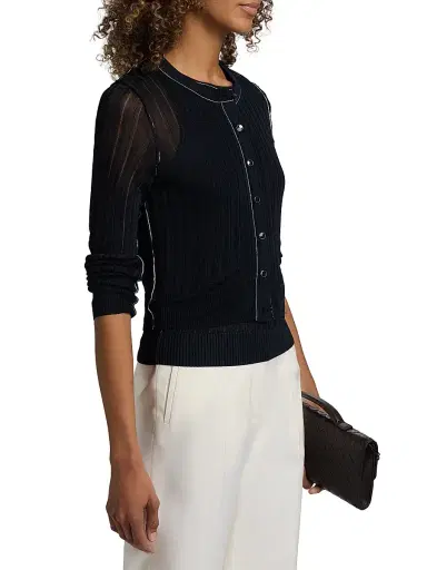 Toccin Women's Crosby Cropped Cardigan - Navy Optic | Thumbnail 4