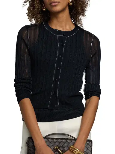 Toccin Women's Crosby Cropped Cardigan - Navy Optic | Thumbnail 6