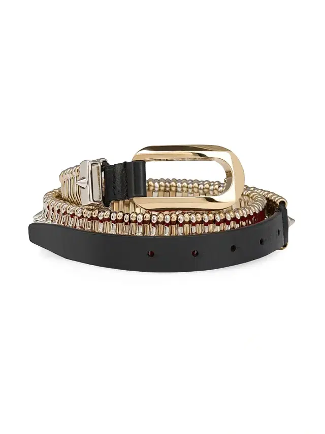 Christian Louboutin Women's Belt in Calf Leather with Spikes - Black