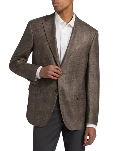 Canali Men's Siena Tonal Plaid Silk-Cashmere Sport Coat - Light Brown - Size 42 | Thumbnail 3 Canali Men's Siena Tonal Plaid Silk-Cashmere Sport Coat - Light Brown - Size 42 | Thumbnail 3